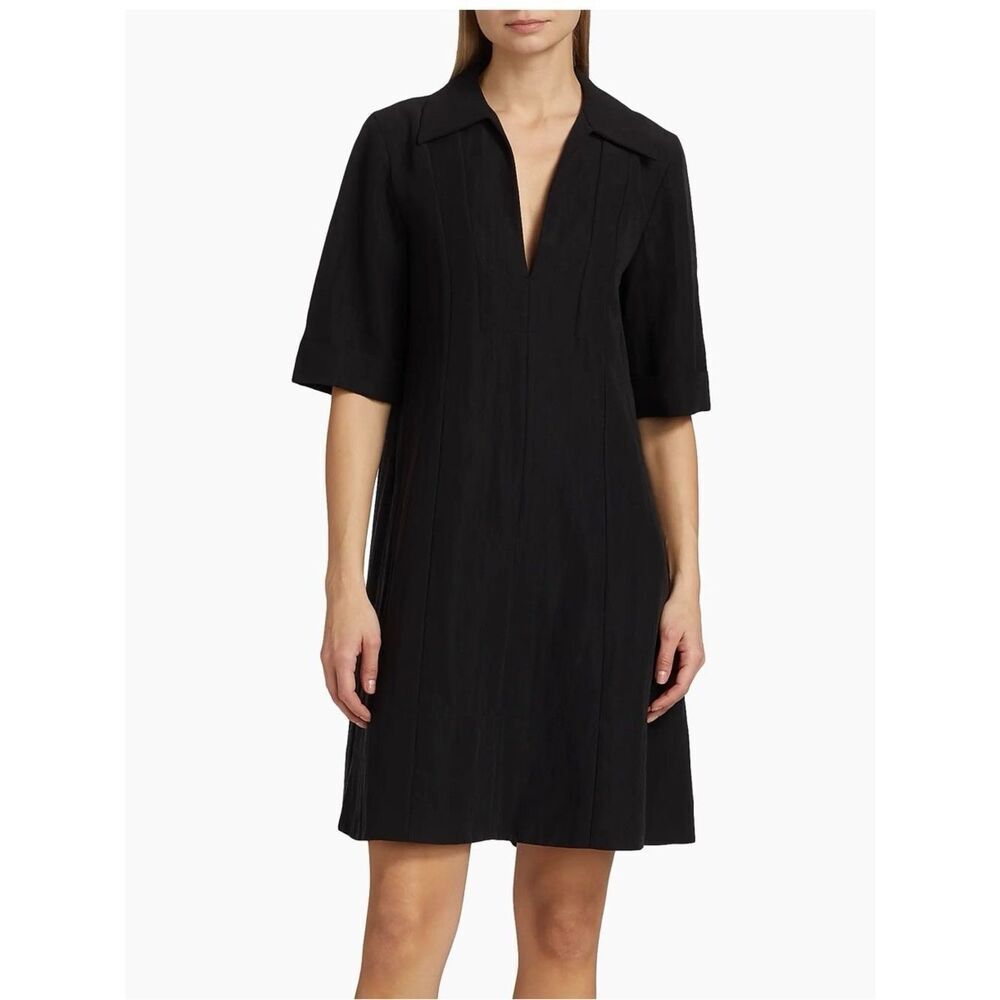 0029 see and be seen Classic Black V-Neck Mini Dress